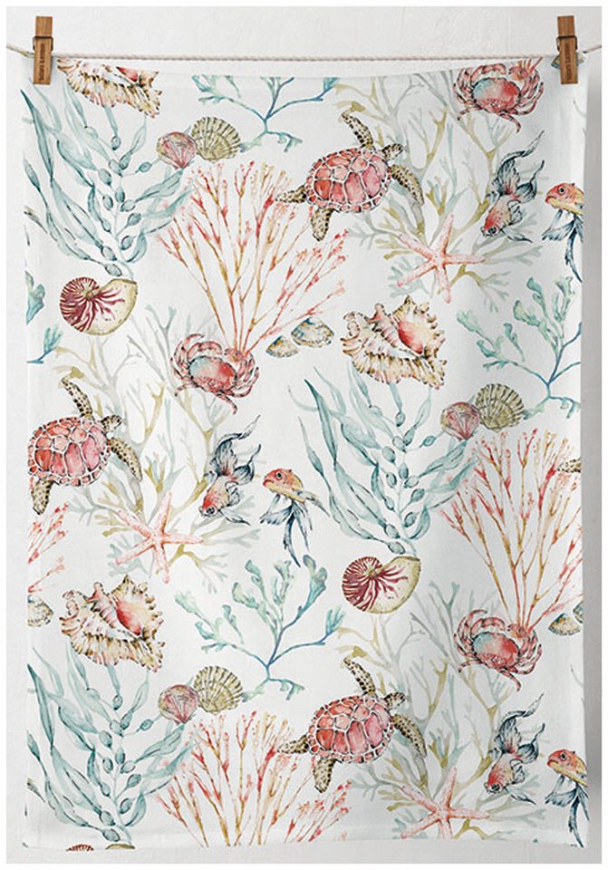 Ambiente® Geschirrtuch Sea Animals, (2-tlg., 2-teilig), Geschirrtücher ca.50x70cm Baumwolle von Ambiente®