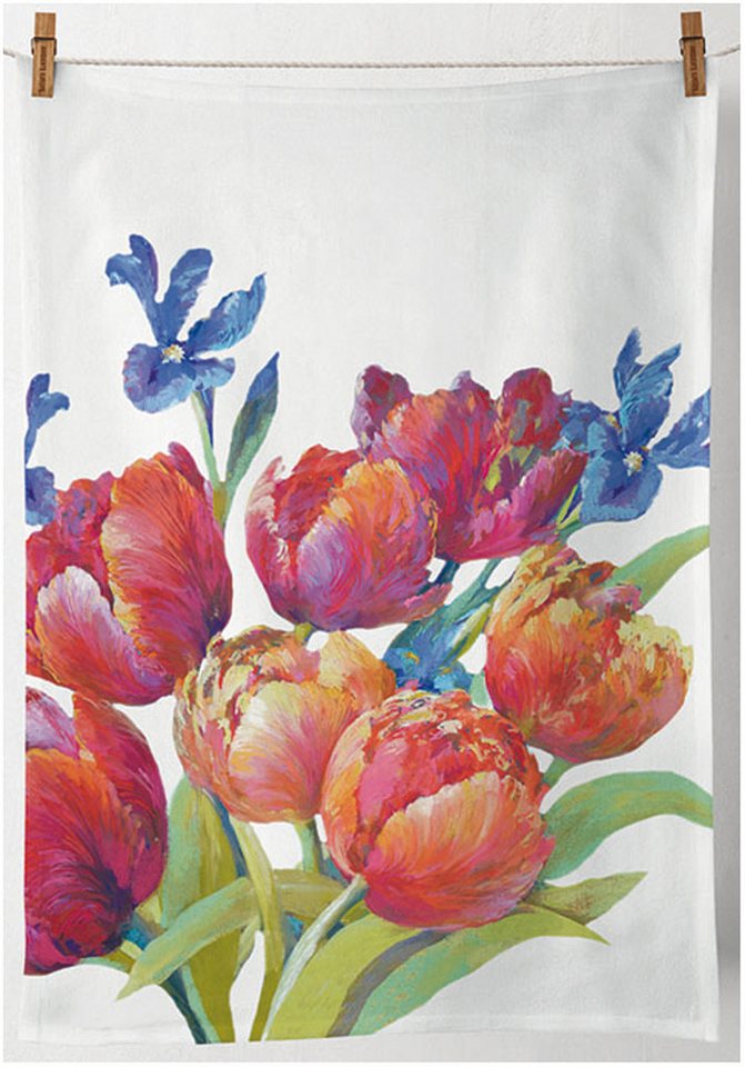Ambiente® Geschirrtuch Tulips of joy, (2-tlg., 2-teilig), Geschirrtücher ca.50x70cm Baumwolle von Ambiente®