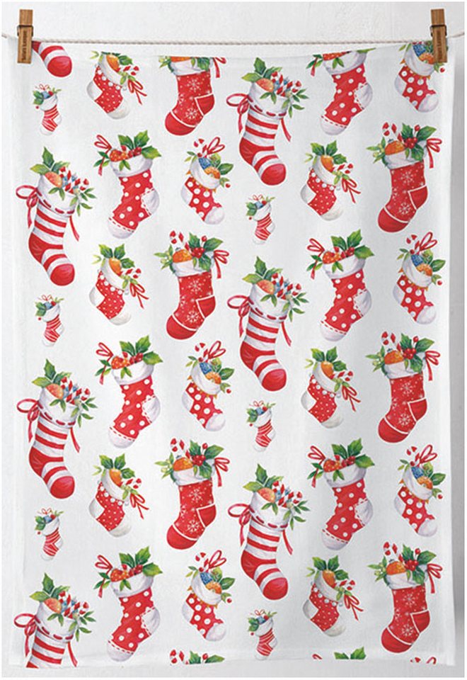 Ambiente® Geschirrtuch X-Mas stockings, (2-tlg., 2-teilig), Geschirrtücher ca.50x70cm Baumwolle von Ambiente®