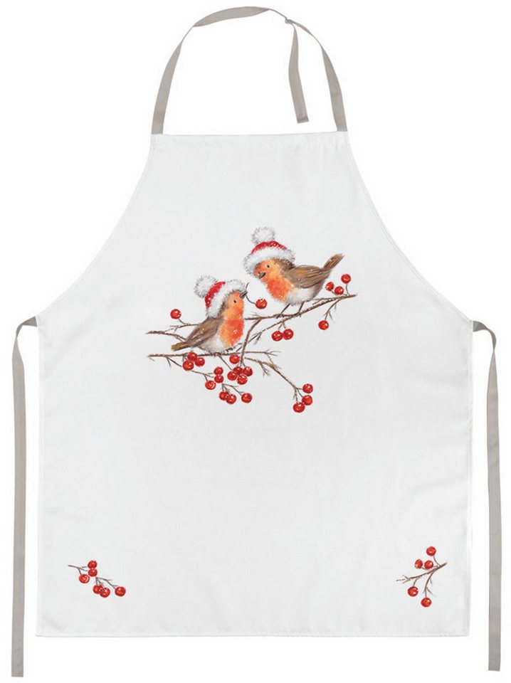 Ambiente® Kochschürze Christmas robins, (1-tlg., 1-teilig), Küchenschürze Nackenband ca.70x85cm Baumwolle von Ambiente®
