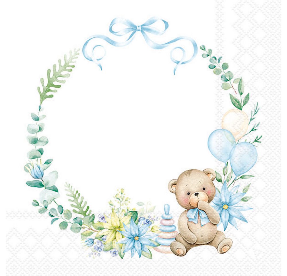 Ambiente® Papierserviette Baby Teddy, (20 St), 33x33cm von Ambiente®