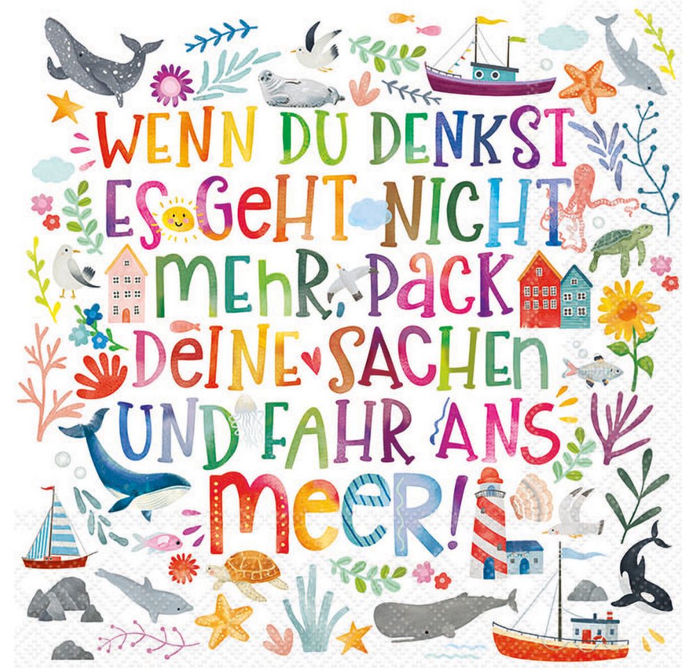 Ambiente® Papierserviette Buntes Meer, (20 St), 33x33cm von Ambiente®