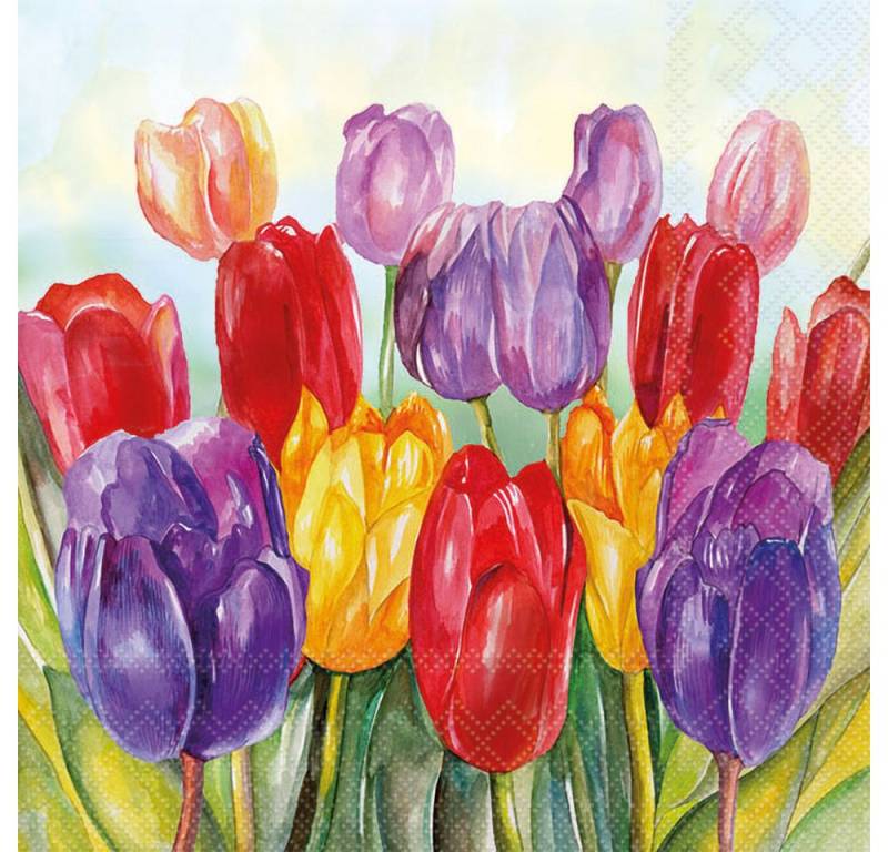 Ambiente® Papierserviette Colourful Tulips, (20 St), 33x33cm von Ambiente®
