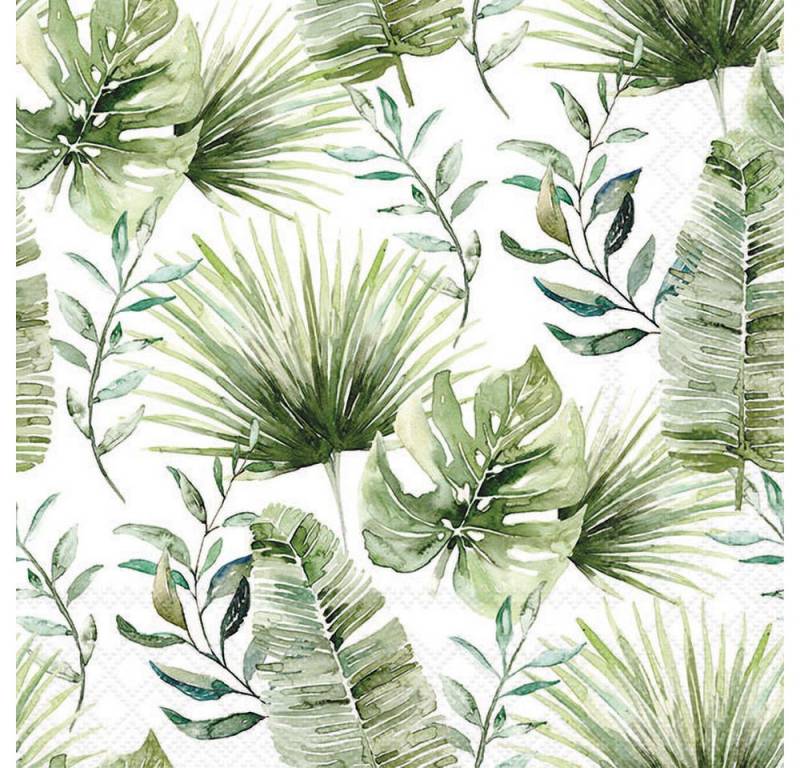 Ambiente® Papierserviette Jungle Leaves, white, (20 St), 33x33cm von Ambiente®