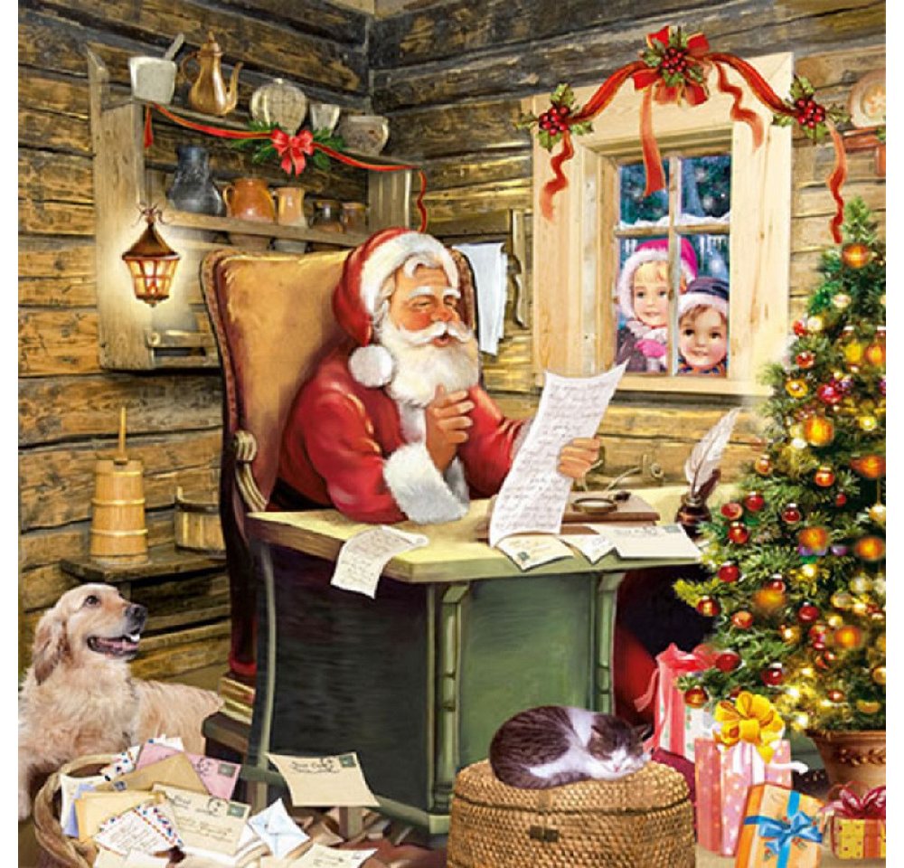 Ambiente® Papierserviette Weihnachtsmann, Weihnachten, Serviette, Weihnachtspost, Tischdeko, (20 St), Bastelartikel / Decoupage / Serviettentechnik von Ambiente®