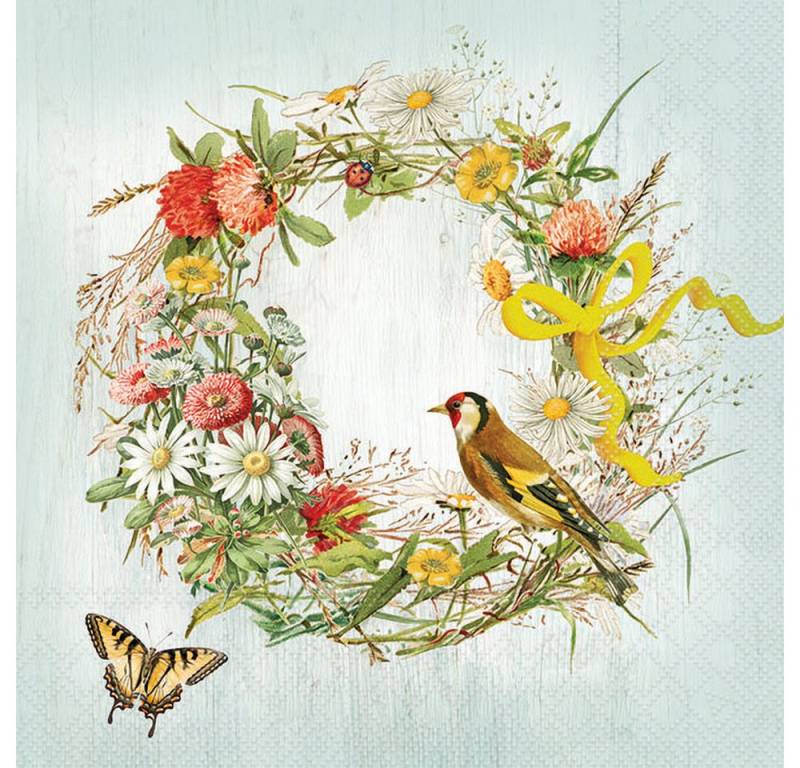 Ambiente® Papierserviette Wildblumenkranz, (20 St), 33x33cm von Ambiente®