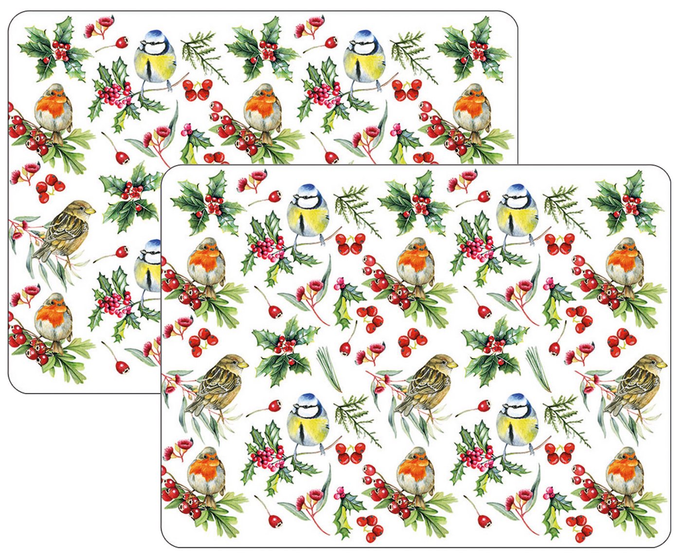 Ambiente® Platzset Birds in winter, (2-St., 2-teilig), Tischsets Platzsets (2 Stück) ca.40x30x0,25cm PVC dünner Schaumrücken von Ambiente®