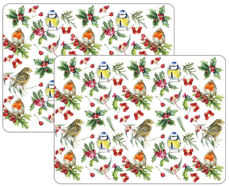 Ambiente® Platzset Birds in winter, (2-St., 2-teilig), Tischsets Platzsets (2 Stück) ca.40x30x0,25cm PVC dünner Schaumrücken von Ambiente®