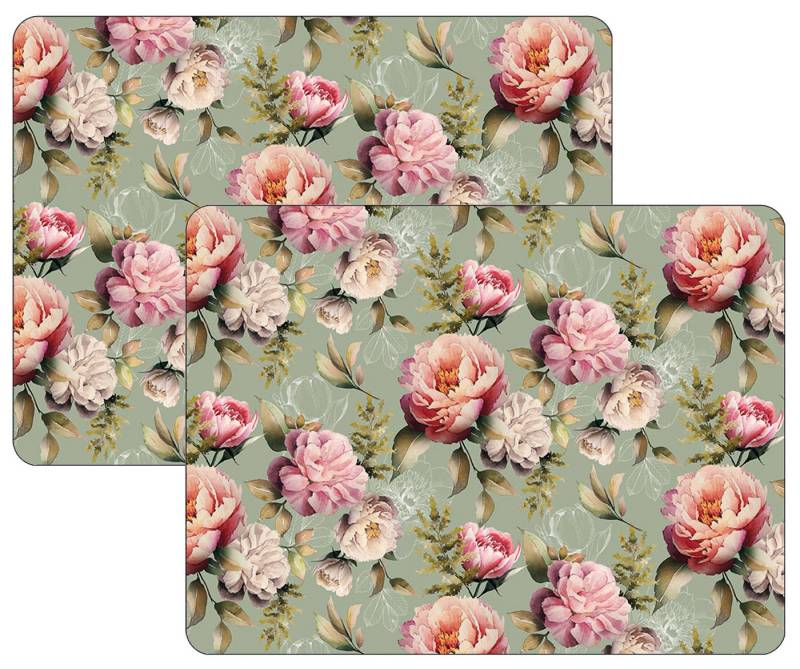 Ambiente® Platzset Peonies composition, (2-St., 2-teilig), Tischsets Platzsets (2 Stück) ca.40x30x0,25cm PVC dünner Schaumrücken von Ambiente®