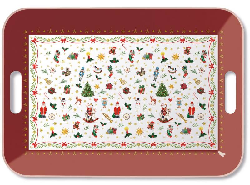 Ambiente® Tablett Ornaments all over, New Bone China, (1-tlg., 1-teilig), Serviertablett Küchentablett mit Griffen 33x47x2,5cm aus Melamin von Ambiente®