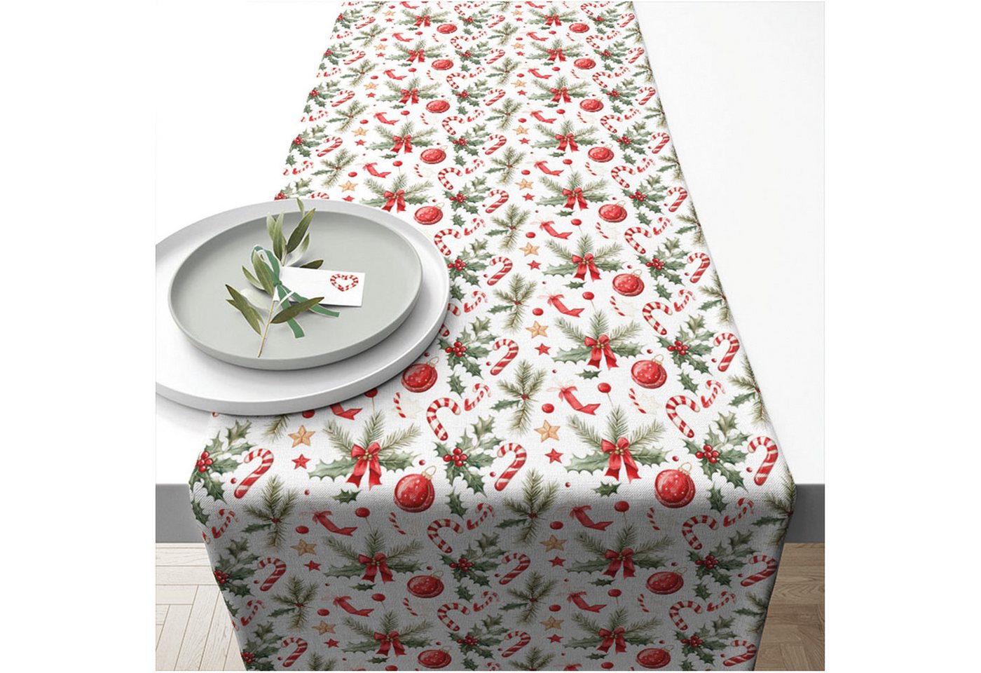 Ambiente® Tischläufer Christmas elements (1-tlg, 1-teilig), Tischläufer Tischdecke ca.40x150cm Baumwolle von Ambiente®