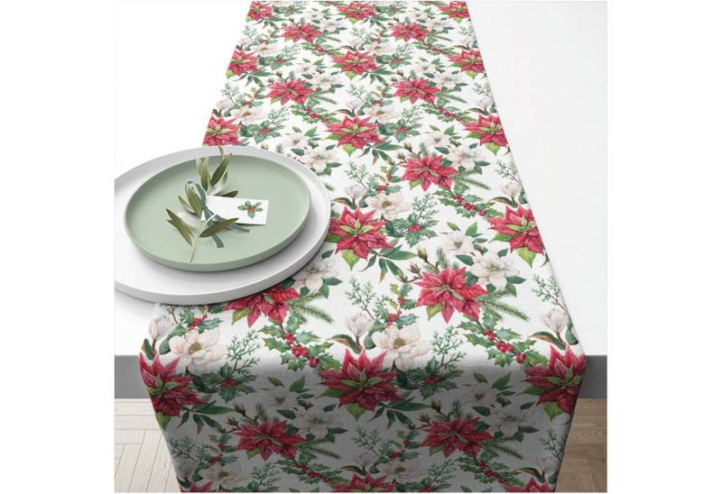 Ambiente® Tischläufer Christmas florals (1-tlg, 1-teilig), Tischläufer Tischdecke ca.40x150cm Baumwolle von Ambiente®