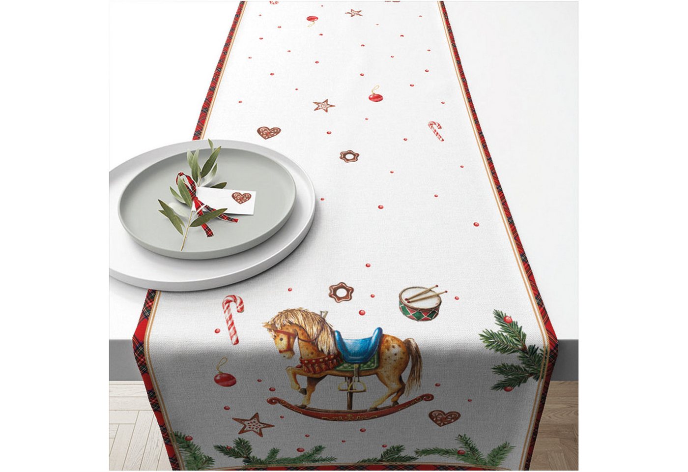 Ambiente® Tischläufer Classic rocking horse (1-tlg, 1-teilig), Tischläufer Tischdecke ca.40x150cm Baumwolle von Ambiente®