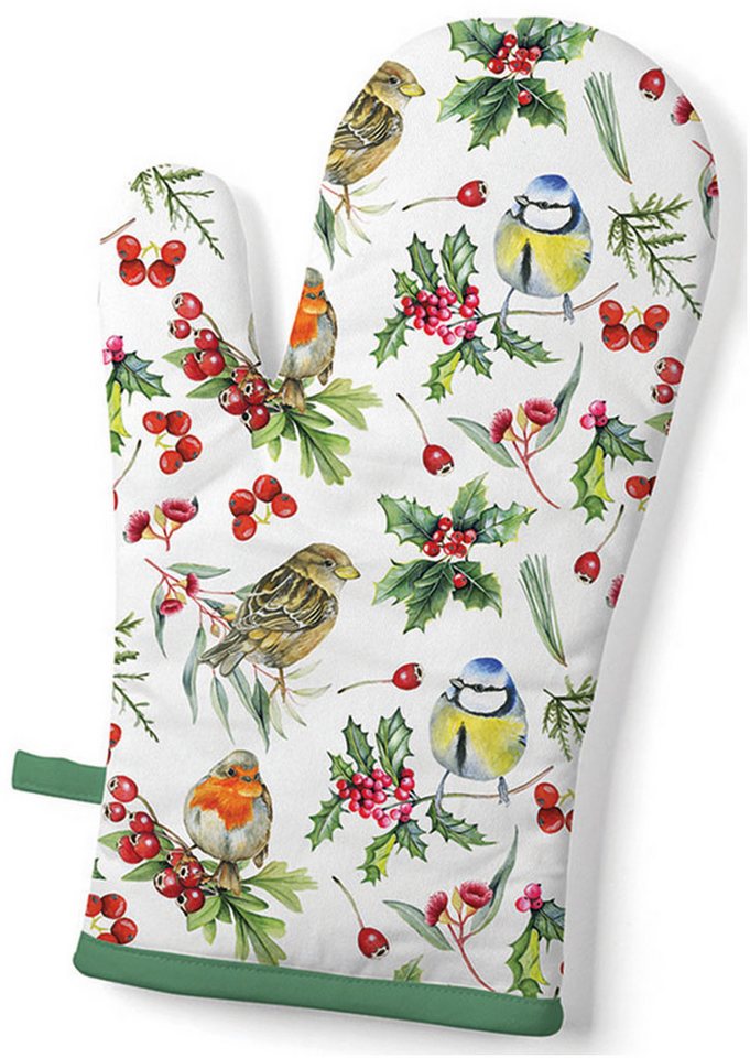 Ambiente® Topfhandschuhe Birds in winter, (1-tlg., 1-teilig), Ofenhandschuh wattiert Größe: ca.18x30cm von Ambiente®