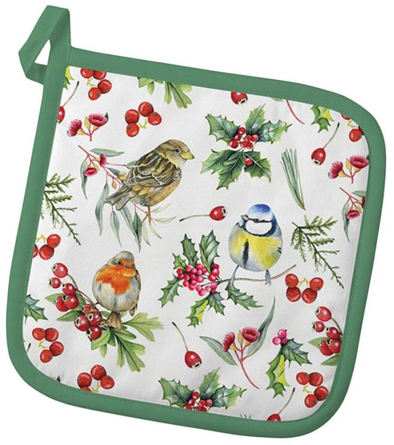 Ambiente® Topflappen Birds in winter, (1-tlg., 1-teilig), hitzebeständig wattiert Pfannen Untersetzer ca.20x20cm von Ambiente®