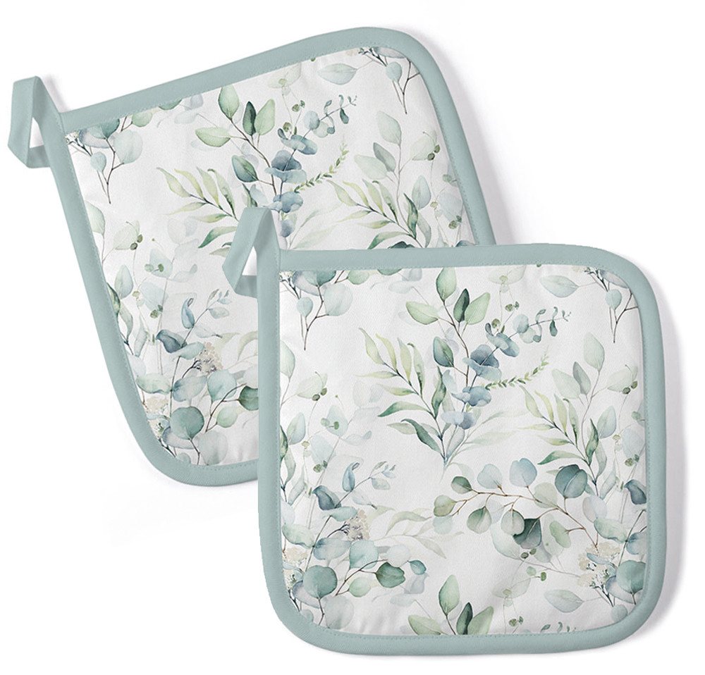 Ambiente® Topflappen Eucalyptus all over, (2-tlg., 2-teilig), hitzebeständig wattiert Pfannen Untersetzer ca.20x20cm von Ambiente®