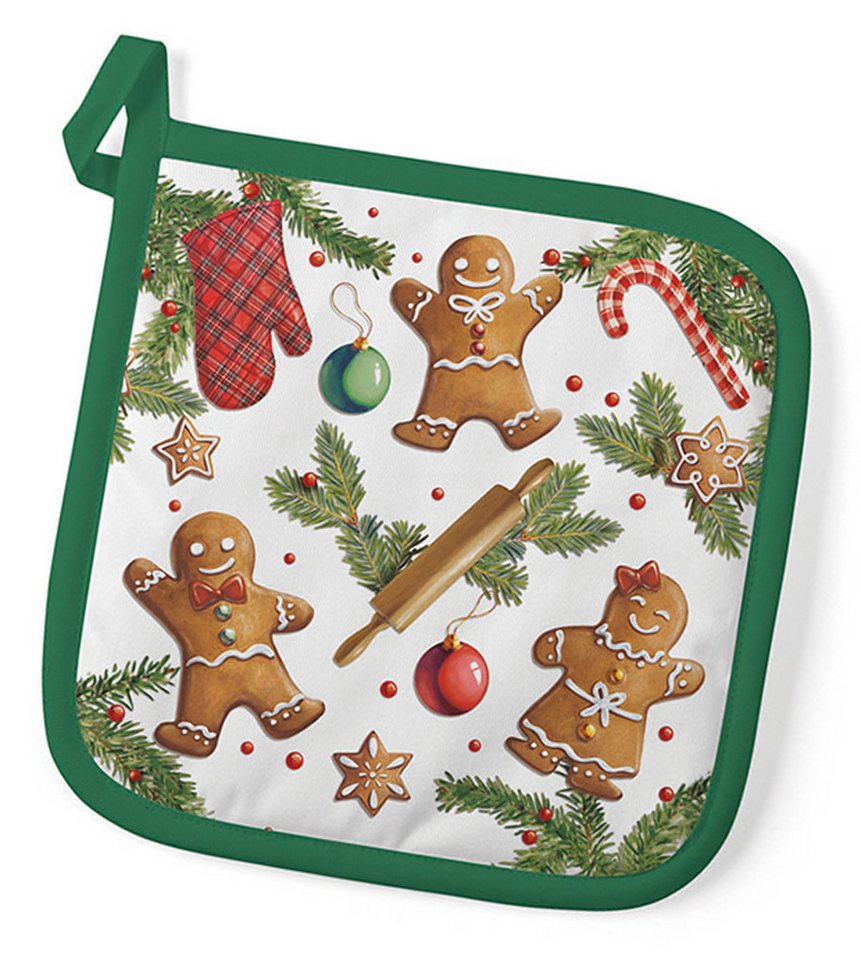 Ambiente® Topflappen Gingerbread cookies, (1-tlg., 1-teilig), hitzebeständig wattiert Pfannen Untersetzer ca.20x20cm von Ambiente®