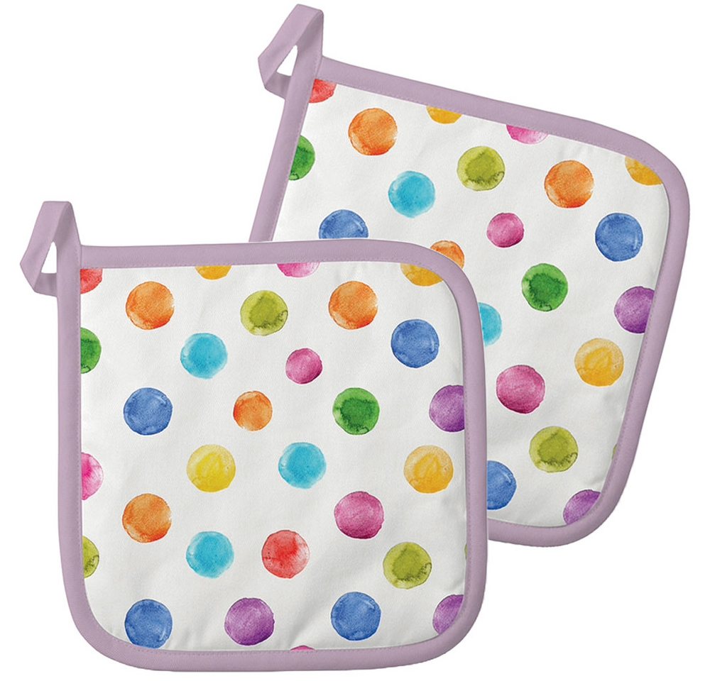 Ambiente® Topflappen Polka Dots, (2-tlg., 2-teilig), hitzebeständig wattiert Pfannen Untersetzer ca.20x20cm von Ambiente®