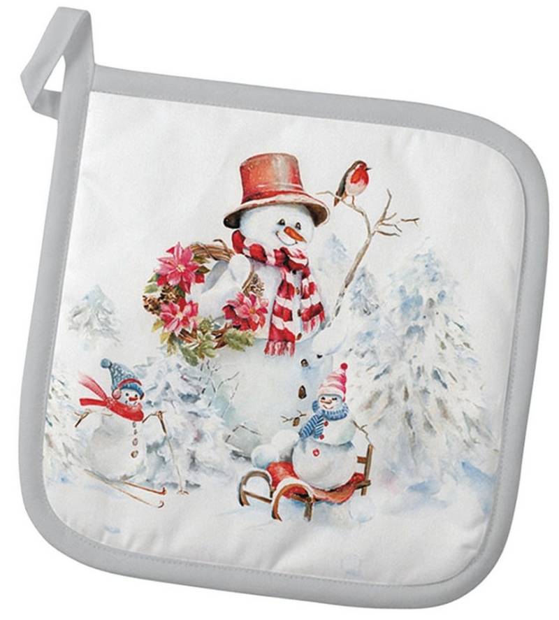 Ambiente® Topflappen Sporty snowmen, (1-tlg., 1-teilig), hitzebeständig wattiert Pfannen Untersetzer ca.20x20cm von Ambiente®