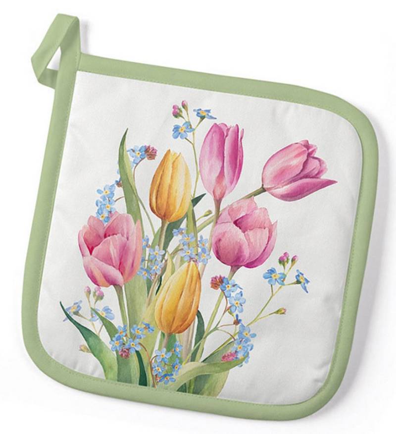 Ambiente® Topflappen Tulips bouquet, (1-tlg., 1-teilig), hitzebeständig wattiert Pfannen Untersetzer ca.20x20cm von Ambiente®