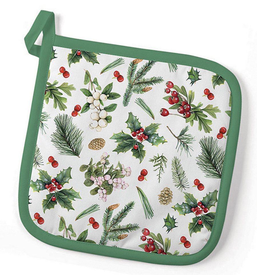 Ambiente® Topflappen Winter greenery, (1-tlg., 1-teilig), hitzebeständig wattiert Pfannen Untersetzer ca.20x20cm von Ambiente®