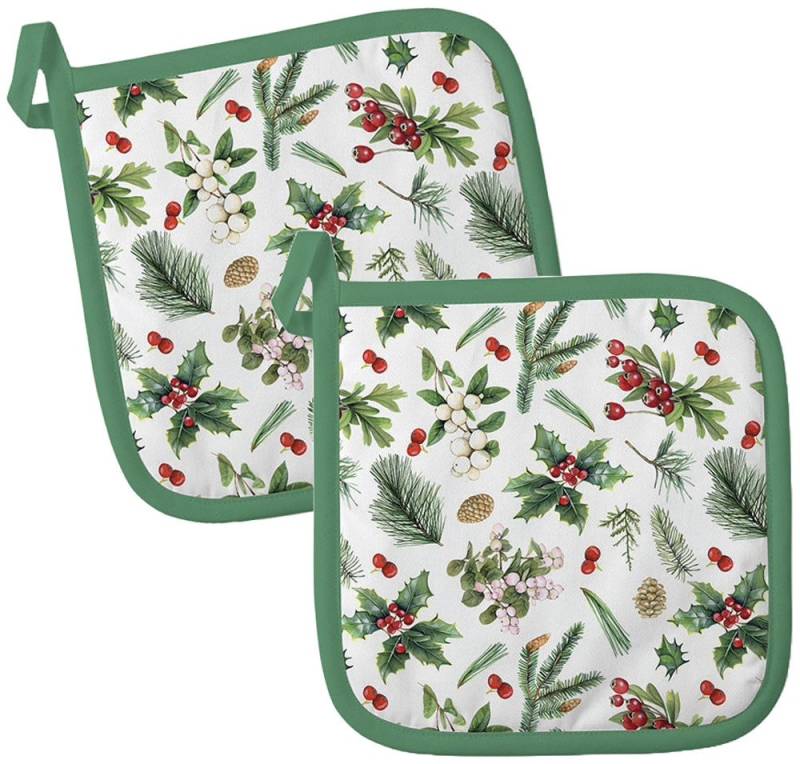 Ambiente® Topflappen Winter greenery, (2-tlg., 2-teilig), hitzebeständig wattiert Pfannen Untersetzer ca.20x20cm von Ambiente®