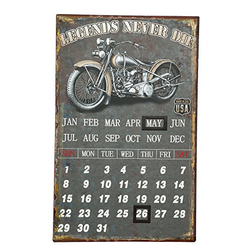 Ambiente Haus 84628 Metallbild Kalender Biker im nostalgischem Motorrad-look Magnetschieber 25 x 40 cm bunt von Ambiente Haus