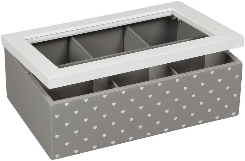 Ambiente Haus Aufbewahrungsbox Teekästchen - grau 23cm (1 St) von Ambiente Haus