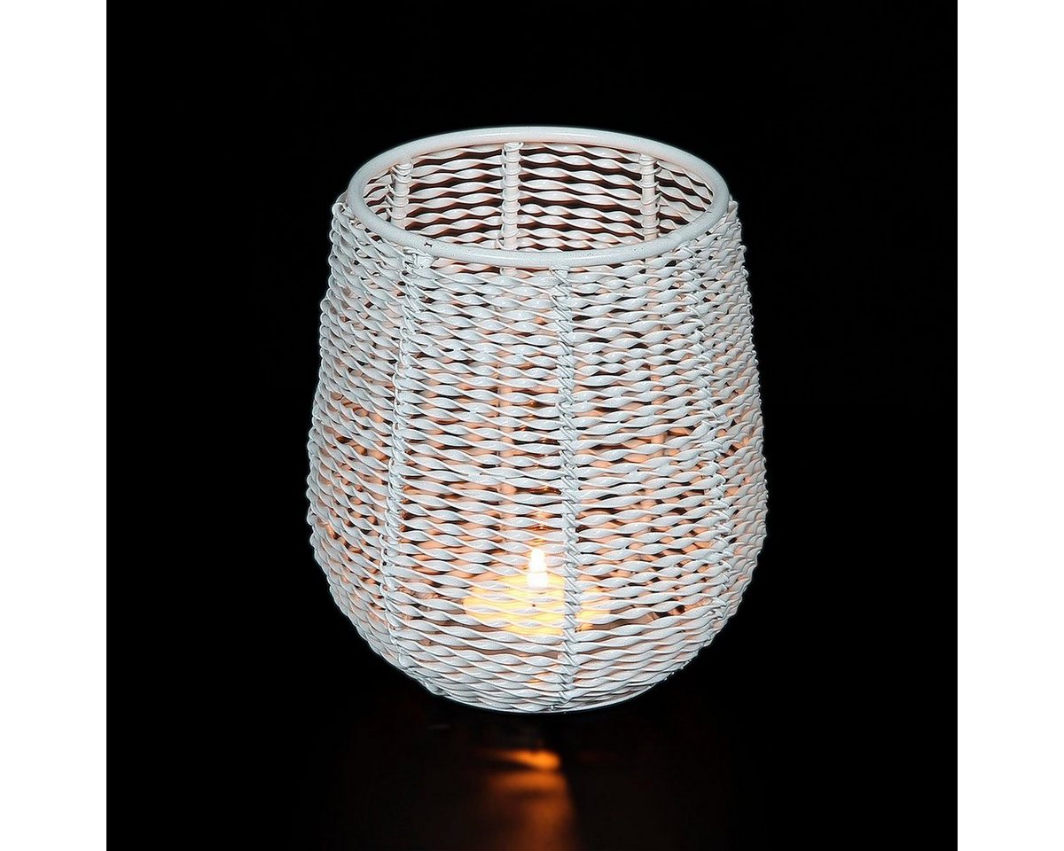 Ambiente Haus Kerzenlaterne Kerzenhalter aus Draht Weiß - (H) 13 cm (1 St) von Ambiente Haus