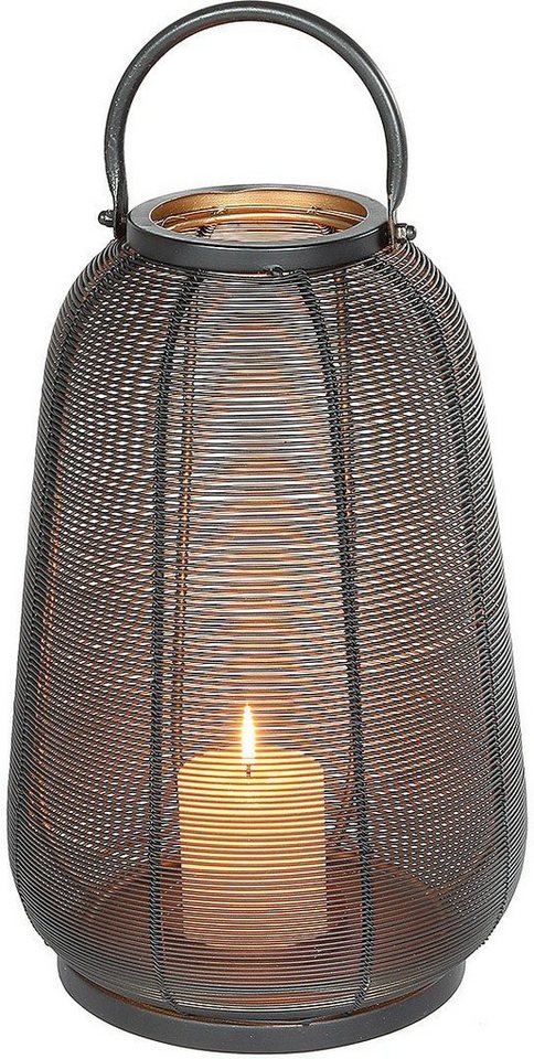 Ambiente Haus Kerzenlaterne Windlicht aus Metall, Schwarz (H) 46 cm (1 St) von Ambiente Haus