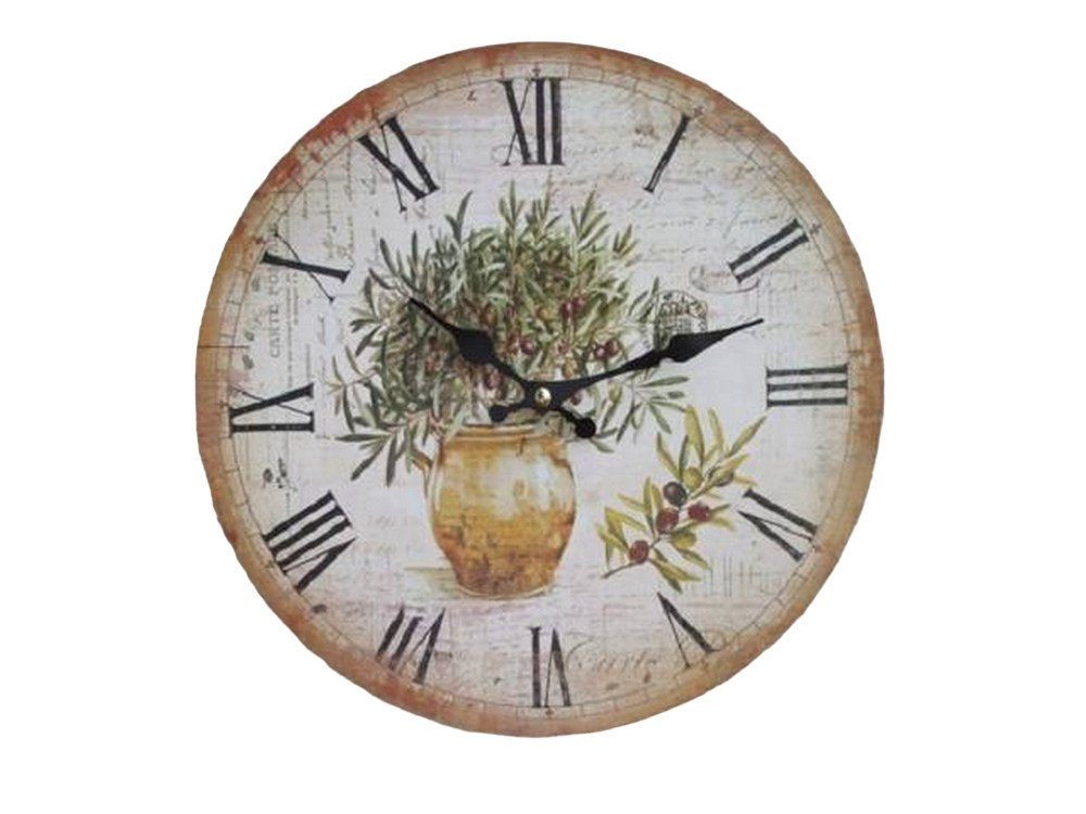 Ambiente Haus Wanduhr Wunderschöne mediterrane Wanduhr mit Olivendekor 28 cm Landhaus Ambiente Haus Wanduhr Wunderschöne mediterrane Wanduhr mit Olivendekor 28 cm Landhaus von Ambiente Haus