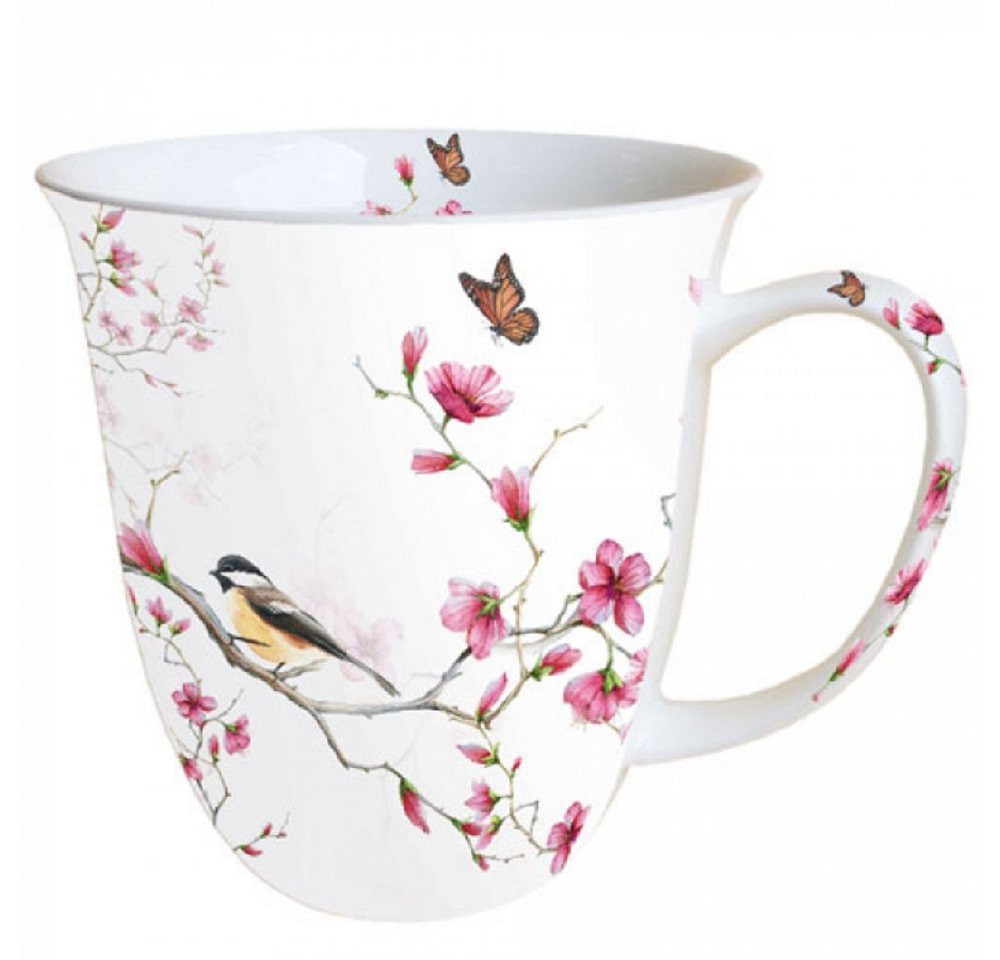 Ambiente Luxury Paper Products Becher Porzellan Tasse Blumen Frühling Vogel -Sommer Blossom Mug, Porzellan Vogel und Blüte, als Geschenk geeignet von Ambiente Luxury Paper Products