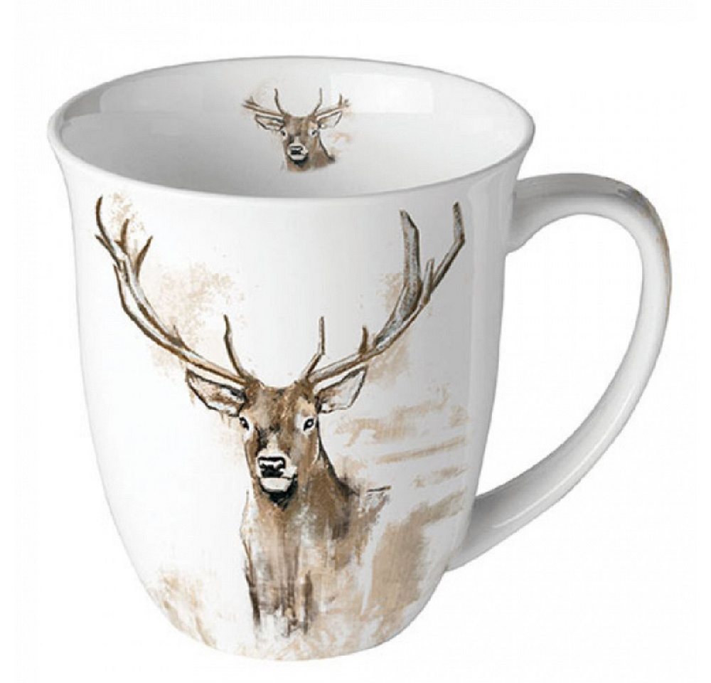 Ambiente Luxury Paper Products Becher Tasse Frühling, Sommer, Herbst, Winter, Porzellan Mug Geweih, als Geschenk geeignet von Ambiente Luxury Paper Products