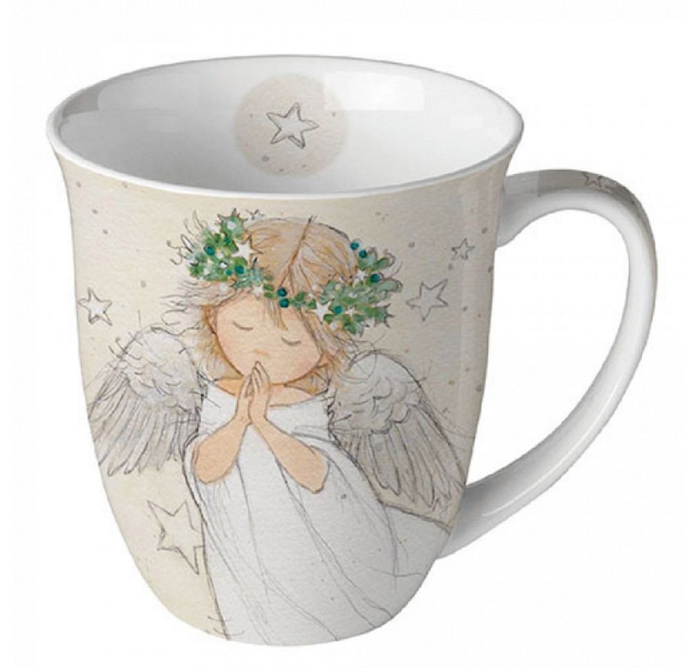 Ambiente Luxury Paper Products Becher Weihnachtsbecher- Silvester - Herbst / Winter Tee - Kaffee Tasse, Porzellan Betender Engel, Kollektion Mug Weihnachten Geschenkartikel von Ambiente Luxury Paper Products