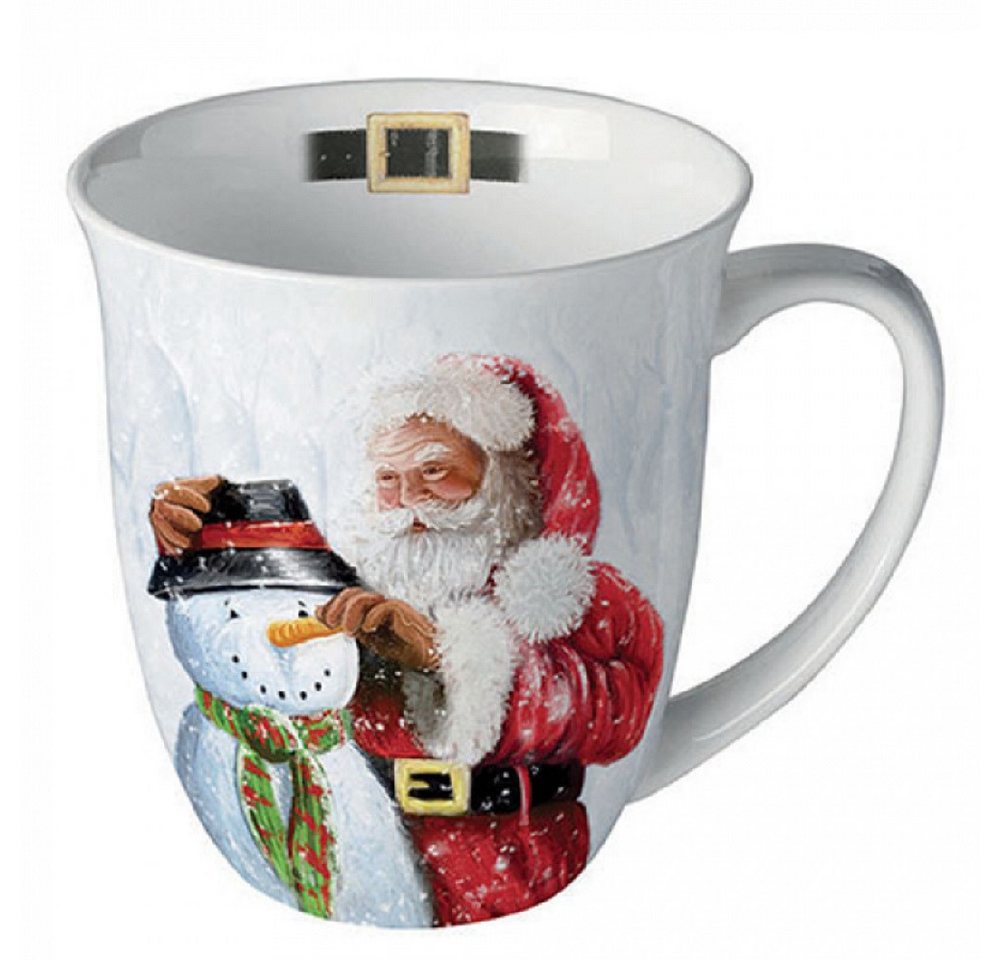 Ambiente Luxury Paper Products Becher Weihnachtsbecher- Silvester - Herbst / Winter Tee - Kaffee Tasse, Porzellan Tasee ca. 400 ml, Weihnachtsmann, Santa,Klaus, Weihnachtsmann, Schneemann, Kollektion, Mug, Weihnachten, Geschenkartikel von Ambiente Luxury Paper Products
