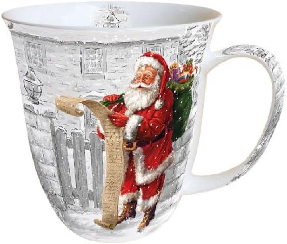 Ambiente Luxury Paper Products Becher Weihnachtsbecher- Silvester - Herbst / Winter Tee - Kaffee Tasse, Porzellan Weihnachtswunschliste, Kollektion Mug Weihnachten Geschenkartikel von Ambiente Luxury Paper Products