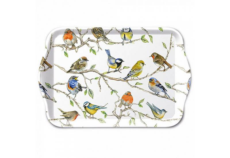 Ambiente Luxury Paper Products Dekotablett, Tablett Melamin 21x13cm mit Singvögel Motiv Weiß / Bunt Ambiente Luxury Paper Products Dekotablett, Tablett Melamin 21x13cm mit Singvögel Motiv Weiß / Bunt von Ambiente Luxury Paper Products