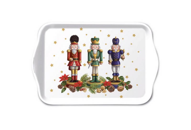 Ambiente Luxury Paper Products Dekoteller, Tablett Melamin 21x13cm mit Nussknacker Motiv Weiß von Ambiente Luxury Paper Products