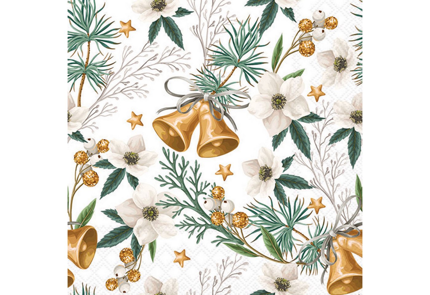 Ambiente Luxury Paper Products Papierserviette, Servietten Papier 33x33cm 3-lagig mit Weihnachtsglocken Motiv 20 Stk. von Ambiente Luxury Paper Products