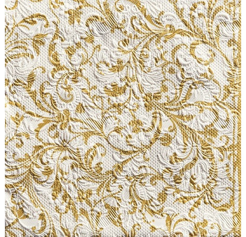 Ambiente Luxury Paper Products Papierserviette 15 Servietten Elegance Damask white/gold 33x33cm, (15 St) von Ambiente Luxury Paper Products