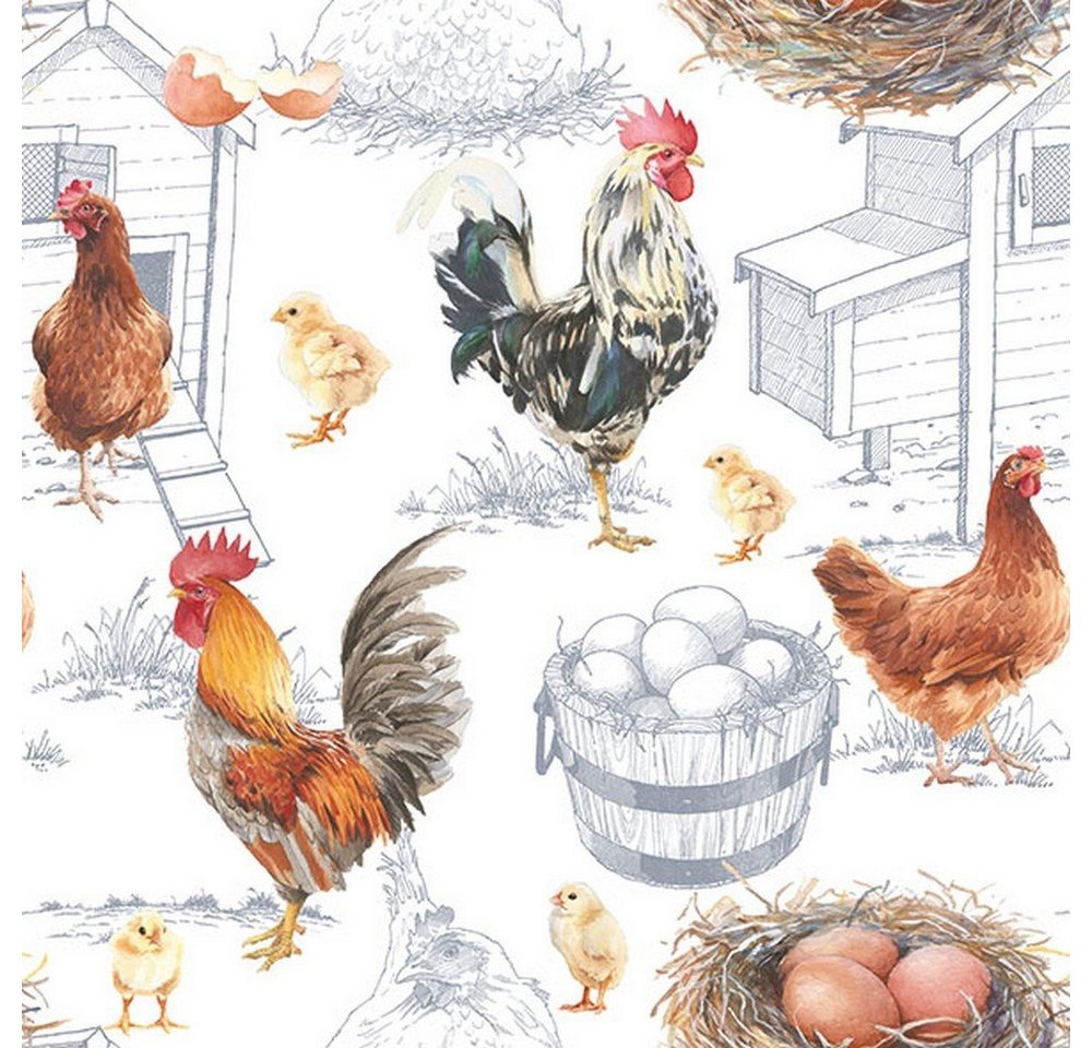 Ambiente Luxury Paper Products Papierserviette 20 Servietten Chicken Farm 33x33cm, (20 St) von Ambiente Luxury Paper Products