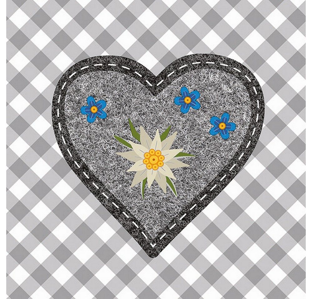 Ambiente Luxury Paper Products Papierserviette 20 Servietten Edelweiss Heart grey 33x33cm, (20 St) von Ambiente Luxury Paper Products