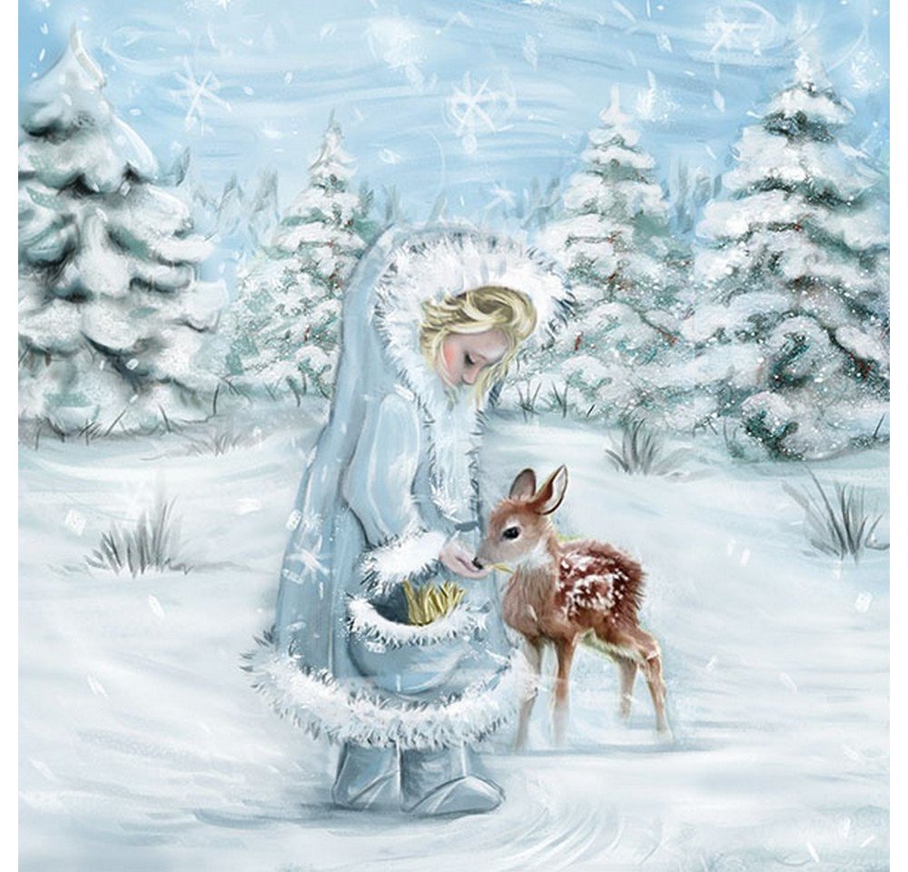 Ambiente Luxury Paper Products Papierserviette 20 Servietten Feeding Deer 33x33cm, (20 St) von Ambiente Luxury Paper Products