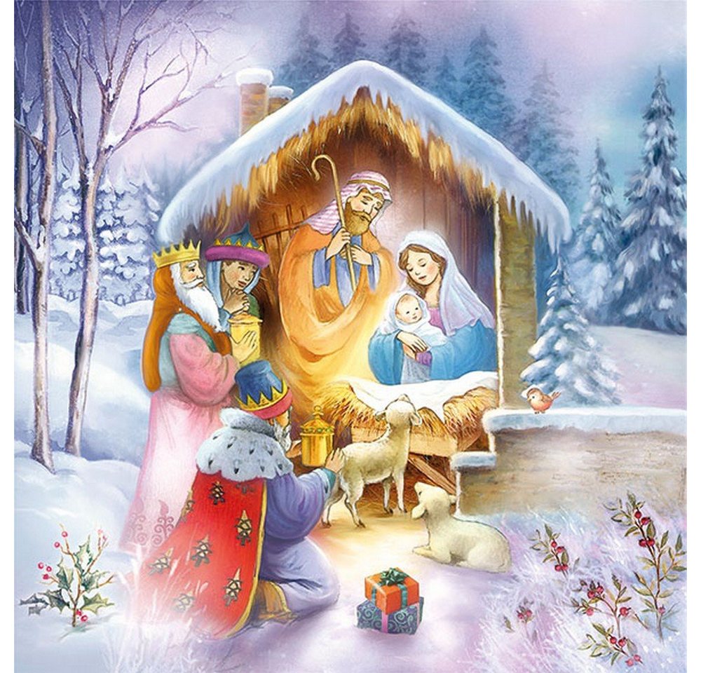 Ambiente Luxury Paper Products Papierserviette 20 Servietten Nativity 33x33cm, (20 St) von Ambiente Luxury Paper Products