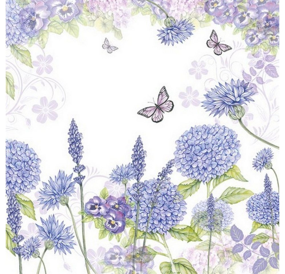 Ambiente Luxury Paper Products Papierserviette 20 Servietten Purple Wildflowers 33x33cm, (20 St) von Ambiente Luxury Paper Products