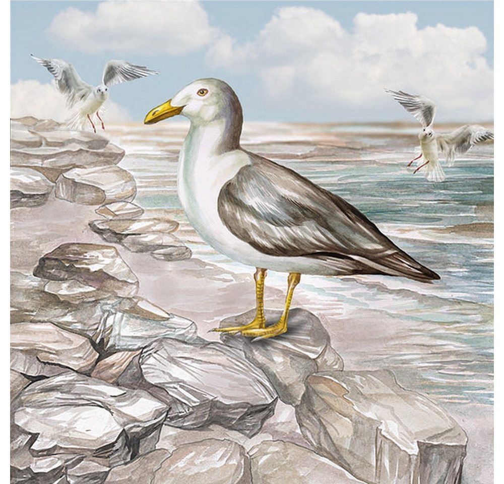 Ambiente Luxury Paper Products Papierserviette 20 Servietten Seagull on the Shore 33x33cm, (20 St) von Ambiente Luxury Paper Products