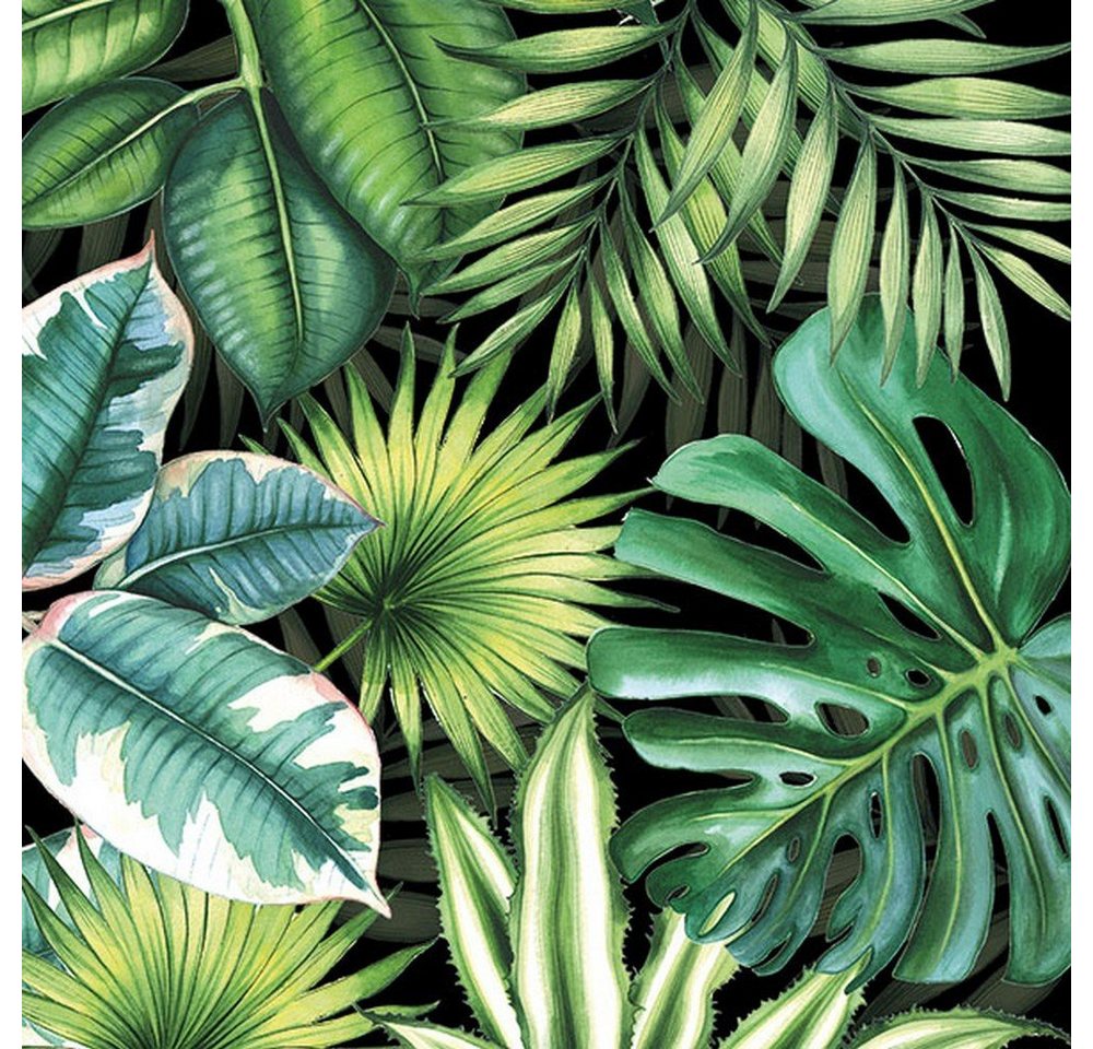 Ambiente Luxury Paper Products Papierserviette 20 Servietten Tropical Leaves black 33x33cm, (20 St) von Ambiente Luxury Paper Products