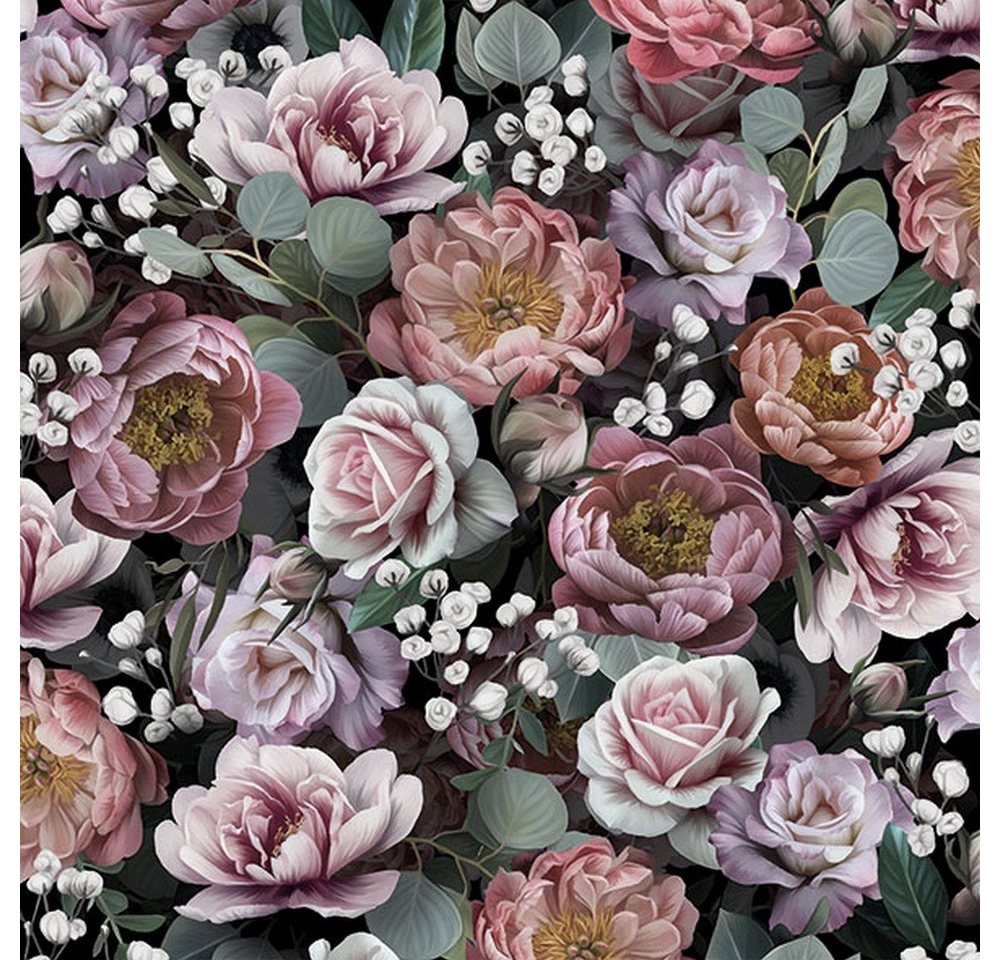 Ambiente Luxury Paper Products Papierserviette 20 Servietten Vintage Flowers Black 33x33cm, (20 St) von Ambiente Luxury Paper Products