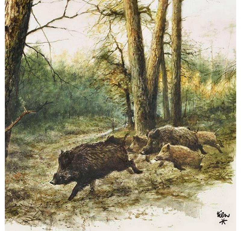 Ambiente Luxury Paper Products Papierserviette 20 Servietten Wild Boars in the Woods 33x33cm, (20 St) von Ambiente Luxury Paper Products