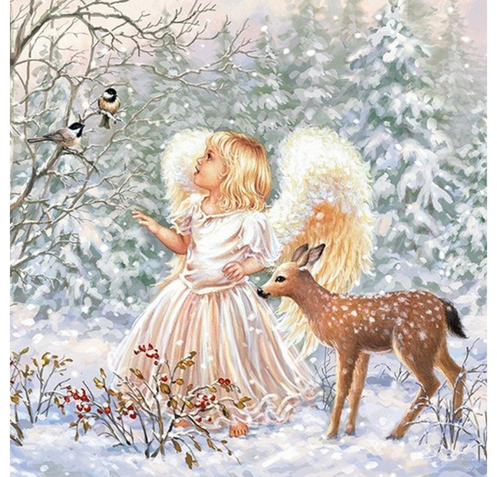 Ambiente Luxury Paper Products Papierserviette 20 Servietten Winter Angel 33x33cm, (20 St) von Ambiente Luxury Paper Products